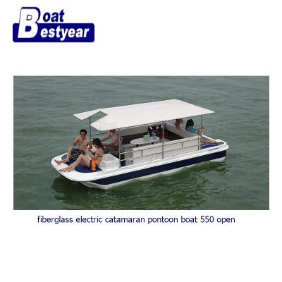 China Electric Fiberglass Catamaran Pontoon Boat 550 for sale