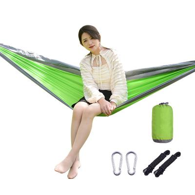 China 210T Parachute Camping Super Comfortable Nylon Outdoor Hammock Large Swing Hanging Bed With Tie Ropes for sale