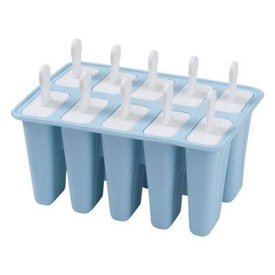 China High Precision Quality Silica+PP Ice Cream Mold Popsicle Molds 10Pcs Silicone Molds For Ice Cream for sale