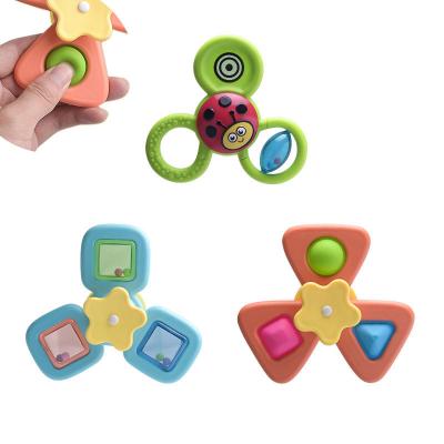 China Eco-friendly  Stack Up Spinning Top Baby Suction Cup Spinner Toys Baby Spinner Silicone Bath Toys Suction Cup Spinner Baby Bath Toys for sale