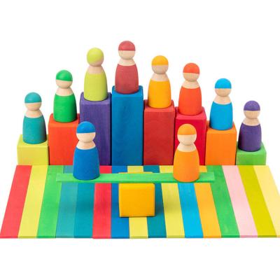 China Available Factory direct sale kids toys parts Rainbow people educational wooden toys Wholesale boys girl baby montessori toys games for sale