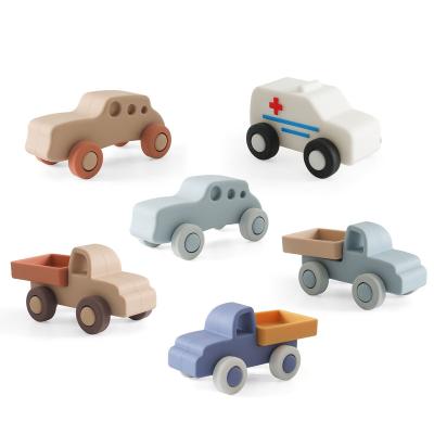 China Soft Toy Factory Silicone Toys New Patent Baby Soft Toys Sensory Silicone Educational Motorcycles ambulances Silicone Car Toy for sale