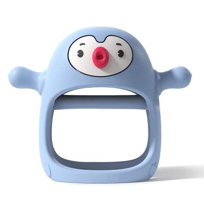 China Soft Toy Penguin  baby teether baby anti-eating hand teeth chewing glue 6 months baby silicone toy for sale