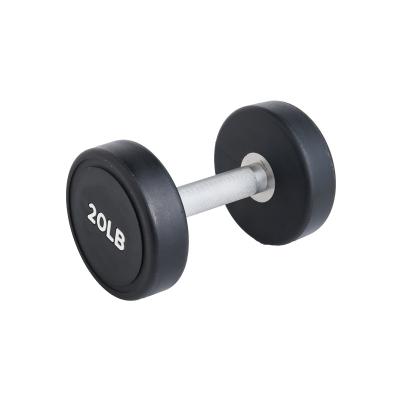 China Factory Price Solid Urethane Round Construction Dumbbell Customized Logo Dumbbell In Pounds For Weightlifting for sale