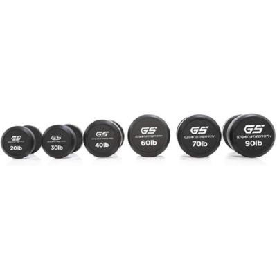 China Solid construction new 5-100lbs steel and rubber dumbbell set for home fitness for sale