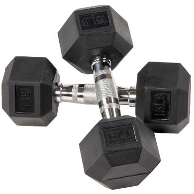 China Hot Sale 5-100lbs Solid Construction Steel And Rubber Rubber Dumbbell For Outdoor Fitness for sale