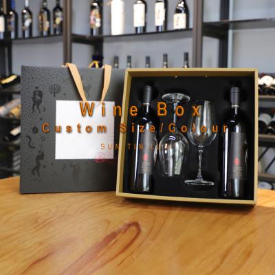 China Recyclable Custom Special Rigid Unique Essential Oil Window Kraft Packaging Boxes Cardboard Wine Glass Gift Box for sale