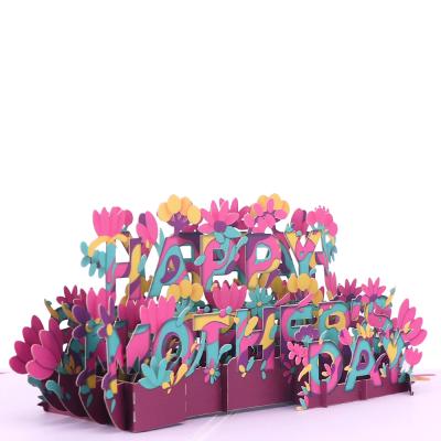 China Custom Happy Europe Mother's Day Flowers Thank You Pop 3d Greeting Cards With Envelopes for sale