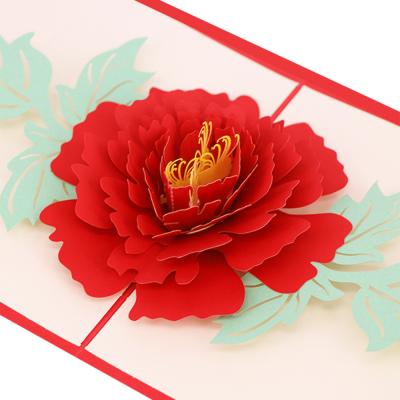 China China WINPSHENG custom laser cut 3d flower red noise thank you cards with envelopes for sale