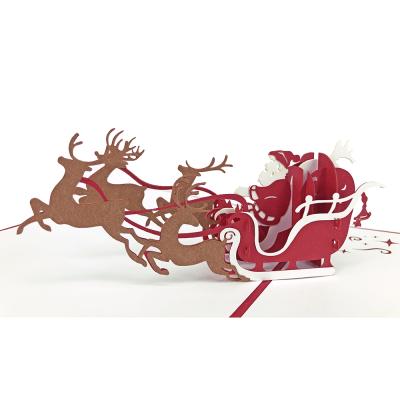 China Europe Handmade Laser Cut Pop Merry Christmas Gift Greeting Card With Deer for sale