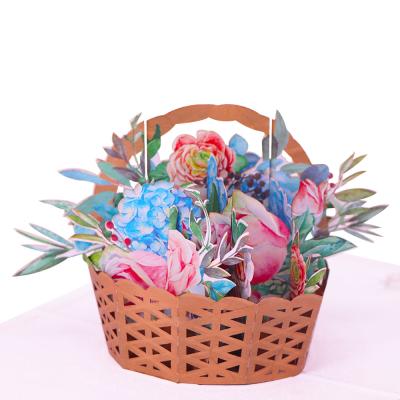 China Europe Customized Flower Pop Cards Greetings Flower Basket For Mother's Day for sale