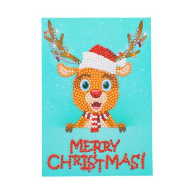 China Europe 2021 Christmas New Design Invitation Handmade Diamond Small Painting Greeting Cards For Kids for sale