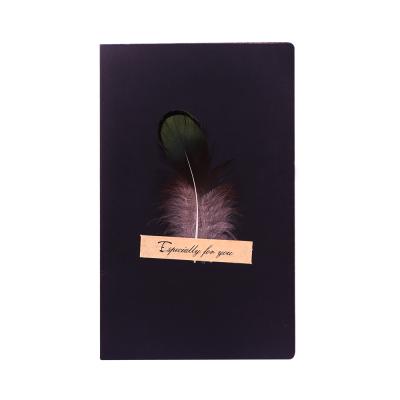 China Wholesale Handmade Europe Black Feather Thank You Custom Greeting Cards With Envelopes for sale