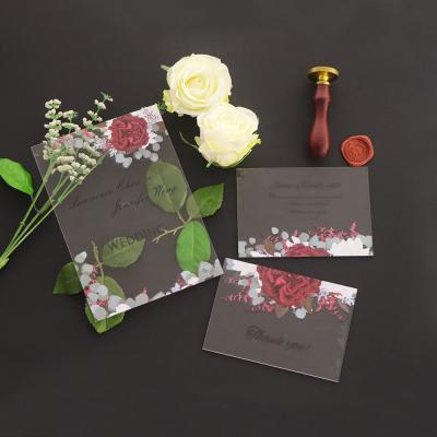 China Europe Unique Blank Acrylic Sheet Silk Printing Wedding Invitation Card for sale