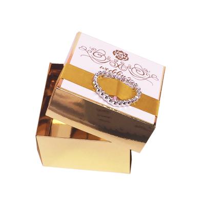 China Handmade Custom Gold Love Heart Wedding Invitation Foldable Paper Favor Sweet Candy Boxes for sale