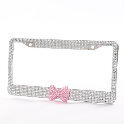 China Car Decoration Custom popular car metal accessories rhinestone bling license plate frames for sale