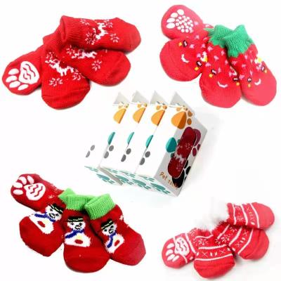 China Viable Cute Dog Christmas Colored Paw Protector Cute Colorful Washable Cheap Small Dog Socks for sale