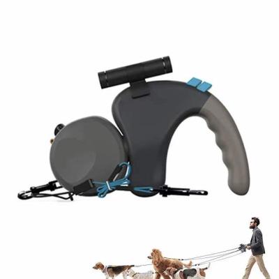 China High Quality Creative Design Retractable Double Lights Straps With Detachable LED Light Dog Leash for sale