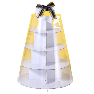 China Recyclable Wholesale Cardboard 2 4 Layers Paper Display Stand Afternoon Tea Cupcake Sandwich Stand Cake Stand for sale