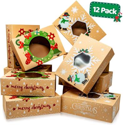 China Recyclable Boxes Food Bakery Treat Boxes With Window Candy And Cookie Boxes For Gift Giving Christmas for sale