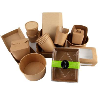 China Recyclable Custom Printed Kraft Paper Lunch Take Out Packaging Food Grade Disposable Fast Food Paper Box for sale