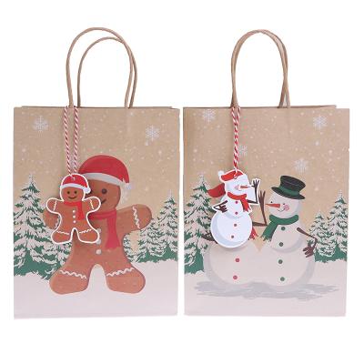 China Recyclable High-end Animal Pattern Paper Packing Bag Christmas Gift Hanging Christmas Card Portable Shopping Paper Bag for sale