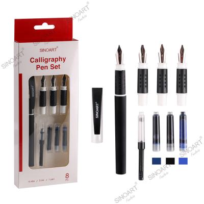 China SINOART Student Calligraphy Pen Fountain Pens 4 Different Size Seeds and 3 Assorted Ink Cartridges Plus a Bottled Ink Converter for sale