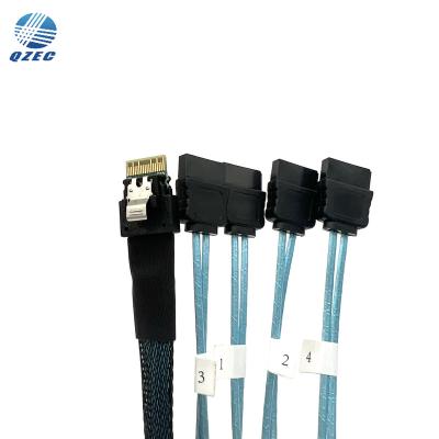 China COMPUTER SFF-8654 (4) to SATA 7 Pin Slim SAS 4.0 Host SFF-8654 4i 4 to SATA 7 Pin nvme Cable for sale