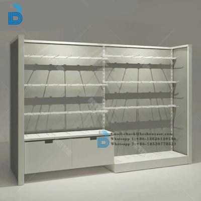 China PLY/MDF/SOLID WOOD/GLASS Customized Wood Grocery Shelves And Rack Grocery Shelving For Tools for sale