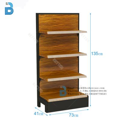 China Direct PLY/MDF/SOLID WOOD/GLASS factory outlet display rack and shelf for shoes or supermarket for sale