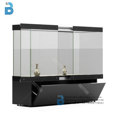 China Museum Display Customized Bullet Proof Glass Counter Wooden Glass Showcase for sale