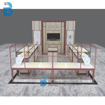 China PLY/MDF/SOLID WOOD/GLASS Modern Design Jewelry Showcase Display Jewelry Mall Kiosk for sale