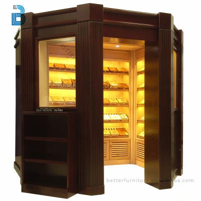 China Modern Glass Wooden Cigar Counter Display Counter Cigar Humidor Cigar Counter Display Cabinet Wood Cigar Glass Humidor for sale