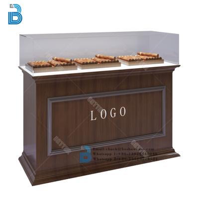 China Hot Selling PLY/MDF/SOLID WOOD/GLASS Cigarettes Display Cigars Display Stand For Smoking Shop for sale