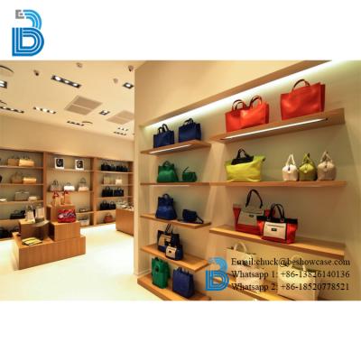 China PLY/MDF/SOLID WOOD/GLASS handbag store design and decoration handbag display racks display rack for sale