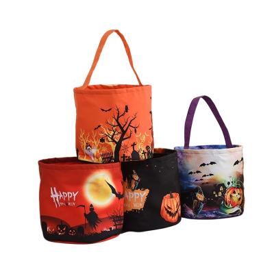 China Halloween Glowing Children's Interesting Basket Pumpkin Candy Bag Portable Ghost Festival Bag Tote Bucket Decoration Props for sale