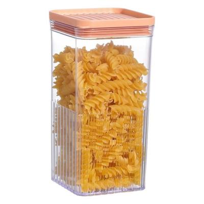 China Square Plastic Kitchen Storage Jar Food Grade Storage Jar With Lid Press Seal Plastic Jar Wardrobe for sale