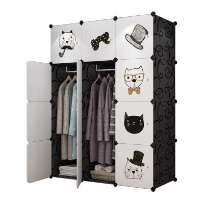 China Custom Plastic Wardrobe Closet Flexible Multifunction Plastic Assembly Hangers Storage Cabinet for sale