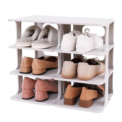 China Plastic Single Multi-Layer Shoe Rack Combination Combination Shoe Rack Plastic Salon Shoe Storage Rack Space-Saving Set for sale