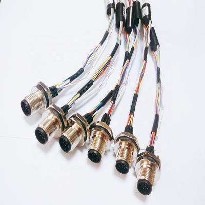 China For PCB Connection Cable Length M12 Wire Custom Straight Connector 2 3 4 5 6 8 12 17 Pin Male Female Plug Waterproof Solder LED IP67 Low Voltage for sale