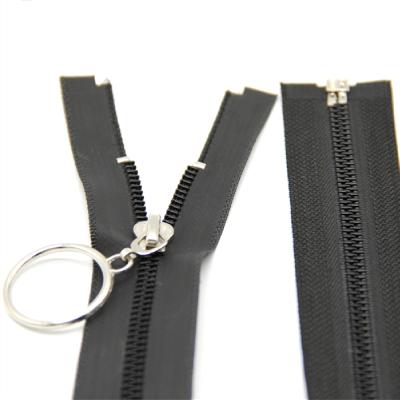 China Customized Resin 5# Waterproof Open End 70cm Plastic Zipper Open End With Circle Puller for sale