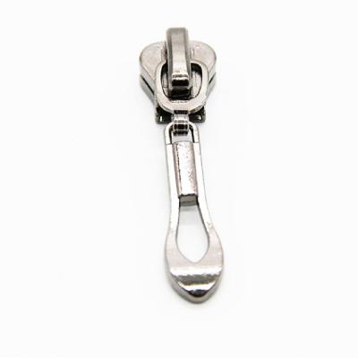 China Zipper Puller Shiny Silver Plated Resin 5# Nickel Free Nickel Free Slider for sale