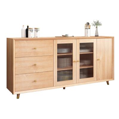 China (Size) Adjustable Nordic Modern Rustic Long Wooden Sideboards Shake Cabinet Solid Walnut Wood Living Room Kitchen Dining Sideboards Set for sale