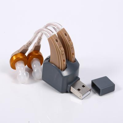 China Rechargeable Metal Round Head Hanging Earing Aids New Sound Digital Hearing Aids For Seniors ZDB-100MHB for sale