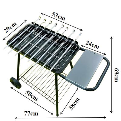 China Adjustable Height Tray Design Aerobat Garden Extended Flat Good Quality 1 Model Outdoor BBQ Grill With Skewer Sticks for sale