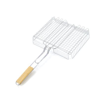 China Welded BBQ Grilling Basket Barbecue Accessories Tools With Wooden Handle for sale