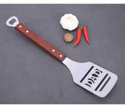 China Dustproof Wooden Handle Stainless Steel Barbecue Shovel for sale