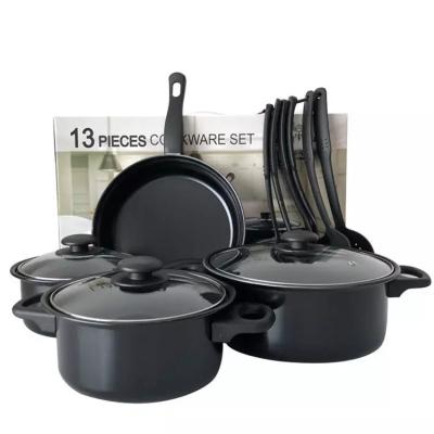 China 13pcs Kitchen Viable Hot Selling Cheap Housewares Non Iron Non Stick Kitchen Pots Cookware Sets Pots and Pans Sets for sale