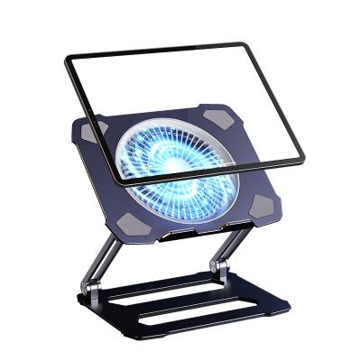 China Multi Adjustable Laptop Stand Holder Computer Aluminum Alloy Angle Cooling Fan For Desktop Metal Portable Mount for sale