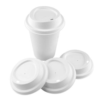 China Free Samples 100% Natural Non-Refillable Biodegradable Compostable Sugarcane Pulp Flat Swivel Round Boba Lid Cup Cold Cup Lids for sale